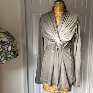 Luxury Garment Special SpecialDyed Twisted Bodice Form Fitting Top W/Flaring Hem